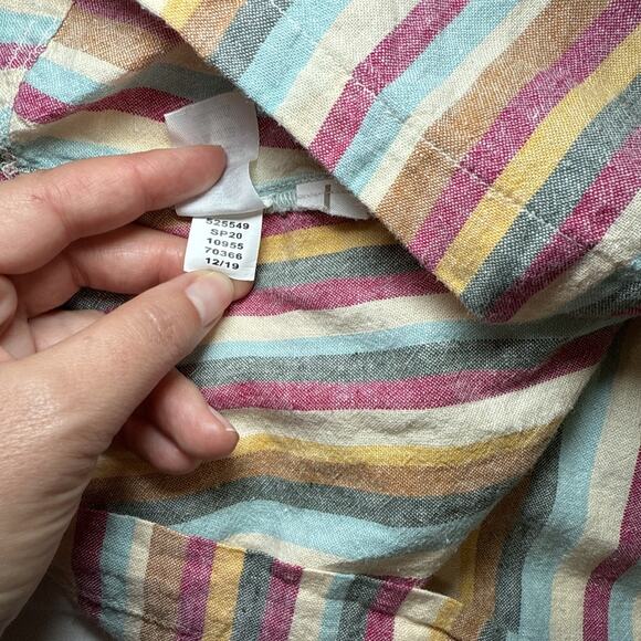 Lou & Grey for Loft XS Colorful Striped Short Sleeve Linen Blend Shirt Dress EUC - Picture 4 of 11